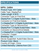 C2G 24904 6ft DisplayPort Cable, 4K 60Hz, DisplayPort Male to DisplayPort Male