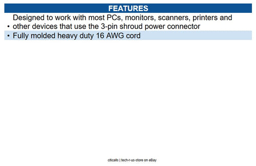 CablesToGo 25545 6ft Universal Power Cord 16 AWG - NEMA 5-15 to IEC320C13