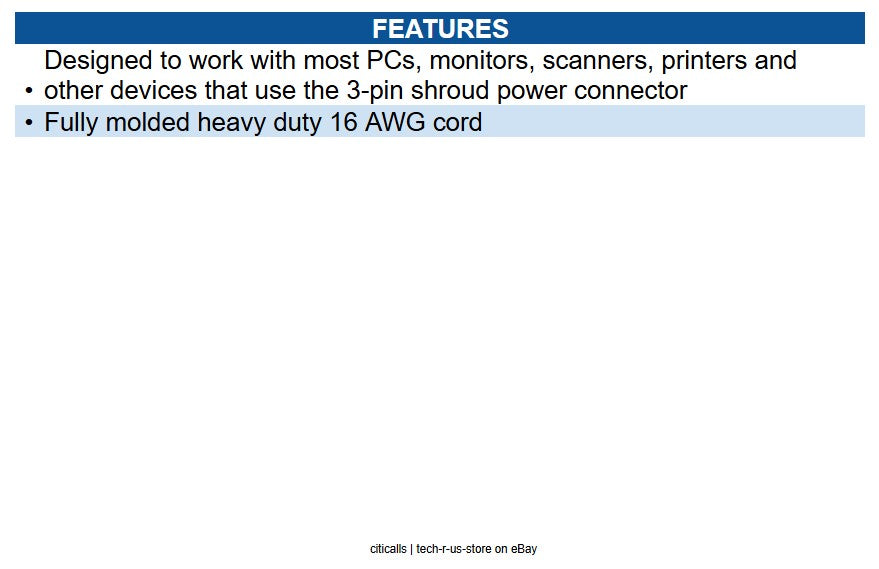 CablesToGo 25545 6ft Universal Power Cord 16 AWG - NEMA 5-15 to IEC320C13