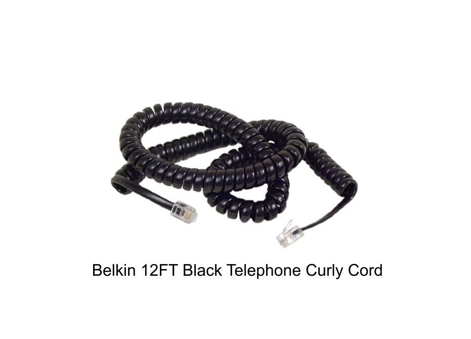 Belkin F8V101-12BK Pro Series Coiled Telephone Handset Curly Cable 12 FT Black