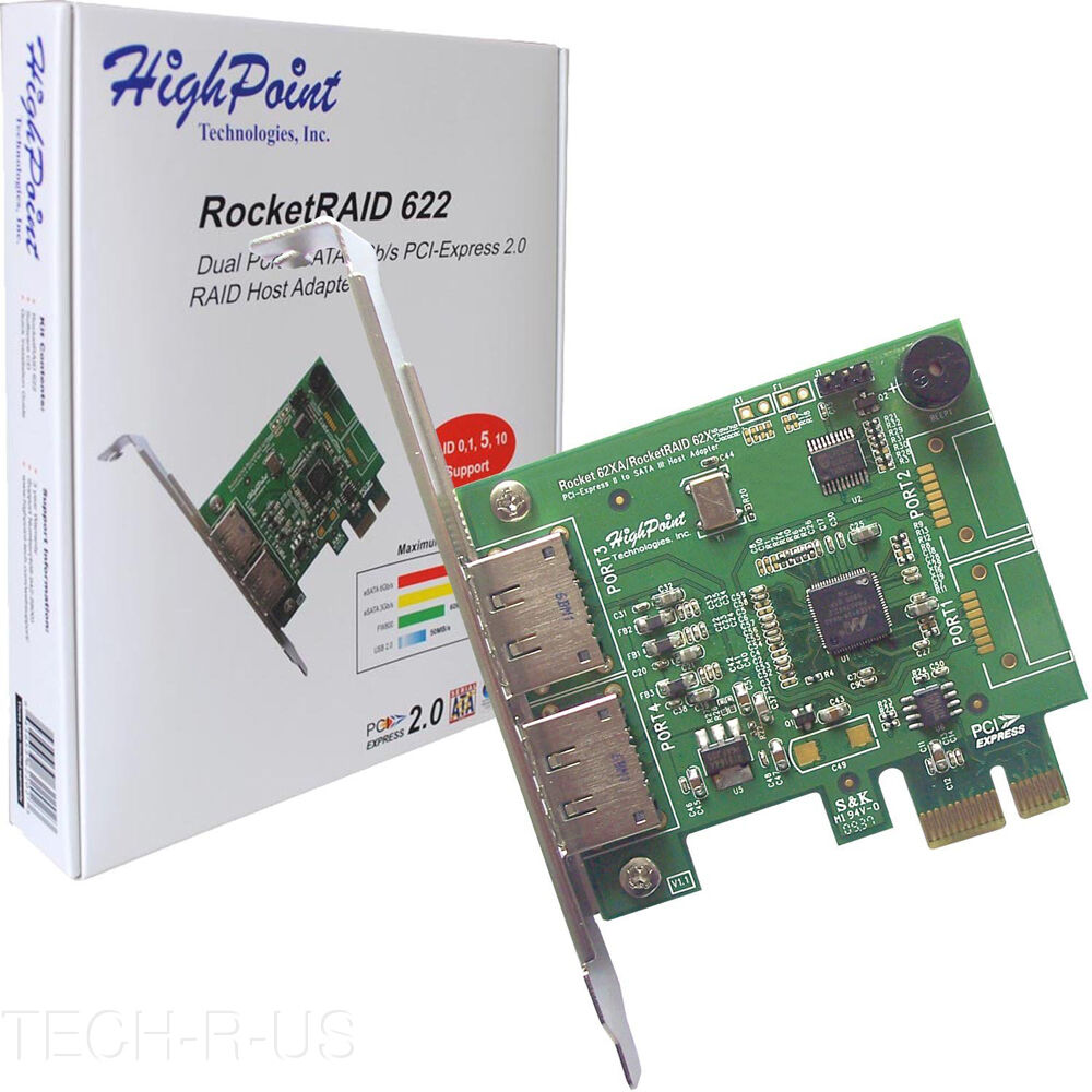 HighPoint SATA RocketRAID622 SATA 6Gb/s Adapter CIE2.0x1 RAID 5 Capable Retail