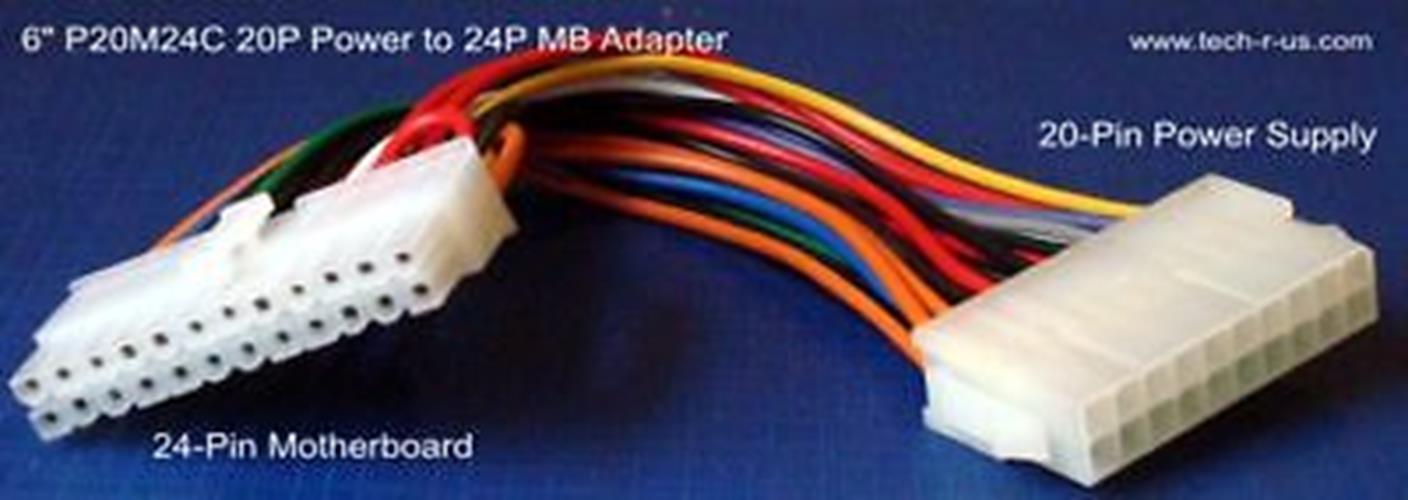 CHN 6" 20-pin ATX Power to 24-pin Motherboard Adapter Cable