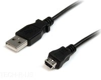 StarTech USBMUSBMF1 Slim Black 1FT USB A to USB mini Cable M/F Male to Female