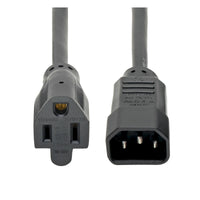 Tripp Lite P002-002 2FT Power Converter Cable IEC-320-C14 M to NEMA 5-15R Black