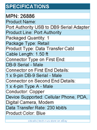 C2G 26886 1.5ft USB to DB9 Serial Cable - RS232 Adapter Cable