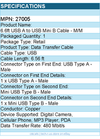 C2G 27005 2m (6.6ft) USB 2.0 Cable - USB Cable - USB-A Male to USB Mini-B Male