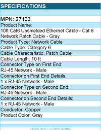 C2G 27133 10ft Cat6 Snagless Unshielded UTP Ethernet Network Patch Cable