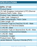 C2G 27140 1ft Cat6 Snagless Unshielded UTP Ethernet Network Patch Cable- Blue