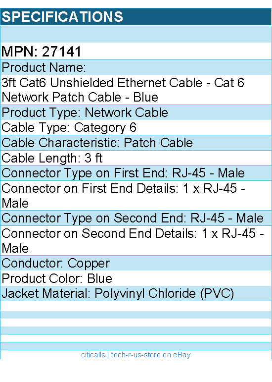 C2G 27141 3ft Cat6 Snagless Unshielded UTP Ethernet Network Patch Cable