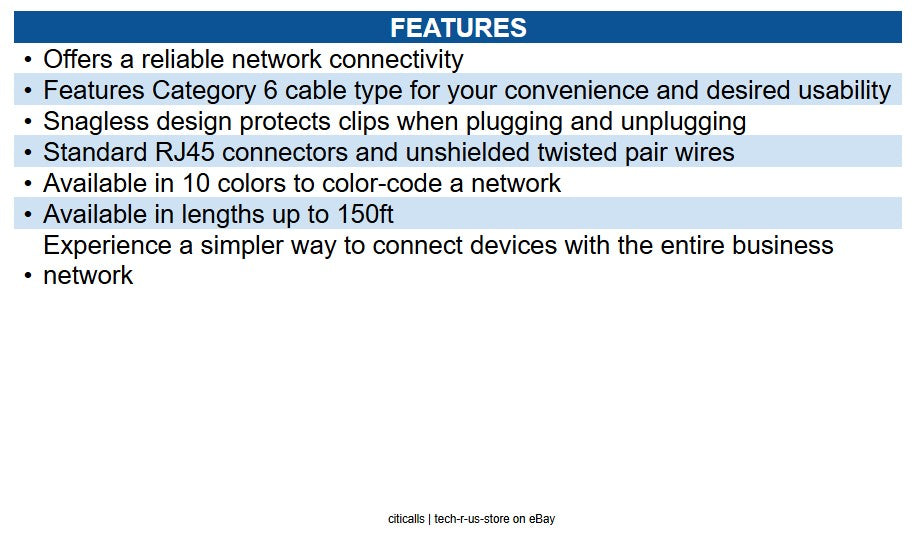 CablesToGo 27142 7ft Cat6 Ethernet Cable Snagless Unshielded (UTP) Cat 6 - Blue