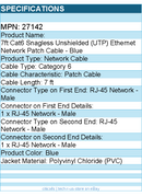 C2G 27142 7ft Cat6 Snagless Unshielded UTP Ethernet Network Patch Cable