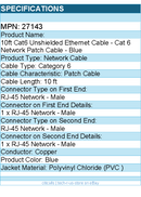 C2G 27143 10ft Cat6 Snagless Unshielded UTP Ethernet Network Patch Cable