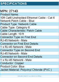 C2G 27143 10ft Cat6 Snagless Unshielded UTP Ethernet Network Patch Cable