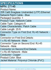 C2G 27145 25ft Cat6 Snagless Unshielded UTP Ethernet Network Patch Cable