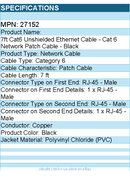 C2G 27152 7ft Cat5e Snagless Unshielded UTP Ethernet Network Patch Cable
