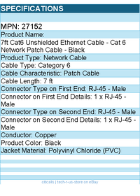C2G 27152 7ft Cat5e Snagless Unshielded UTP Ethernet Network Patch Cable