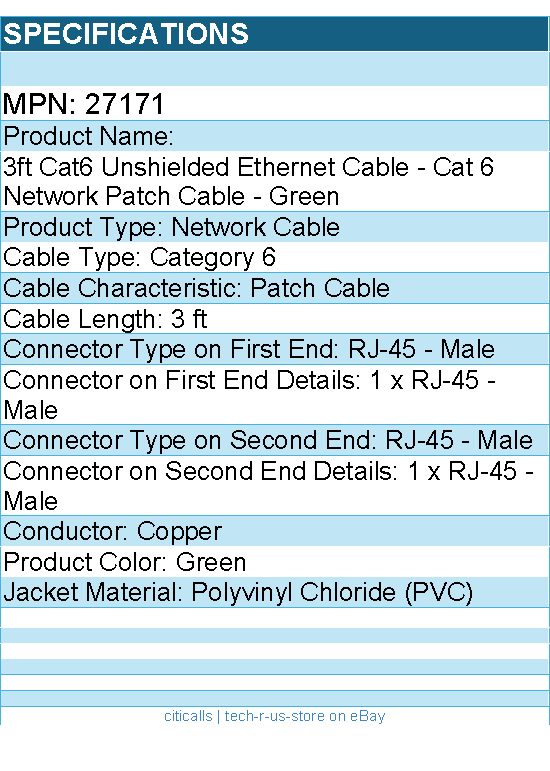 C2G 27171 3ft Cat6 Ethernet Cable - Snagless Unshielded (UTP) - Green