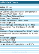 C2G 27181 3ft Cat6 Ethernt Cable - Snagless Unshielded (UTP) - Red