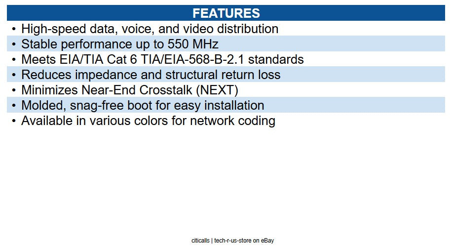 CablesToGo 27190 CAT6 Snagless Unshielded Ethernet Network Patch Cable, 1' (.3m)
