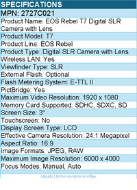 Canon 2727C021 Canon EOS Rebel T7 DSLR with 18-55mm and 75-300mm Lenses