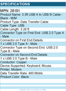 C2G 28101 1m USB Cable - USB A to USB B Cable - M/M - Black