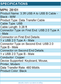 C2G 28101 1m USB Cable - USB A to USB B Cable - M/M - Black