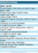 C2G 28103 3m (9.8ft) USB 2.0 Cable - USB Cable - Type USB A to Type USB B