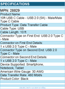 C2G 28829 10ft USB C Cable - USB 2.0 5A - M/M for Smartphone, Notebook, Tablet