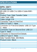 C2G 28871 6ft USB C to USB Cable - USB C 2.0 to USB A Cable - M/M