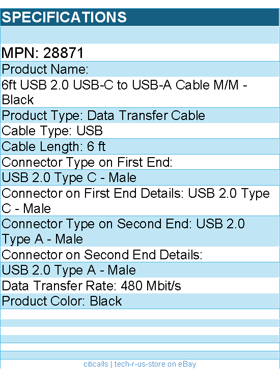 C2G 28871 6ft USB C to USB Cable - USB C 2.0 to USB A Cable - M/M