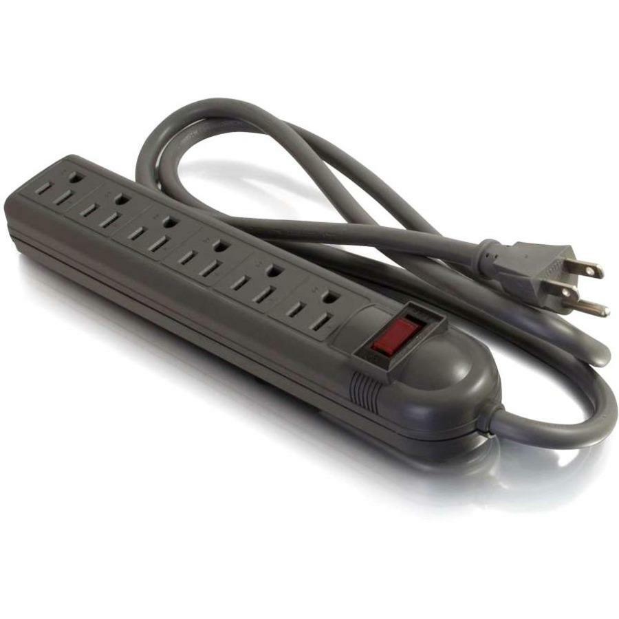 C2G 29300 6-Outlet Power Strip with Surge Suppressor - Black