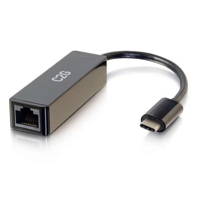 C2G 29826 USB-C to Enternet Network Adapter Converter - Black