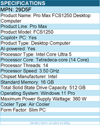 Dell 29D5F Pro Max FCS1250 Desktop Computer - Intel Core Ultra 5 245