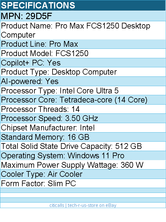 Dell 29D5F Pro Max FCS1250 Desktop Computer - Intel Core Ultra 5 245