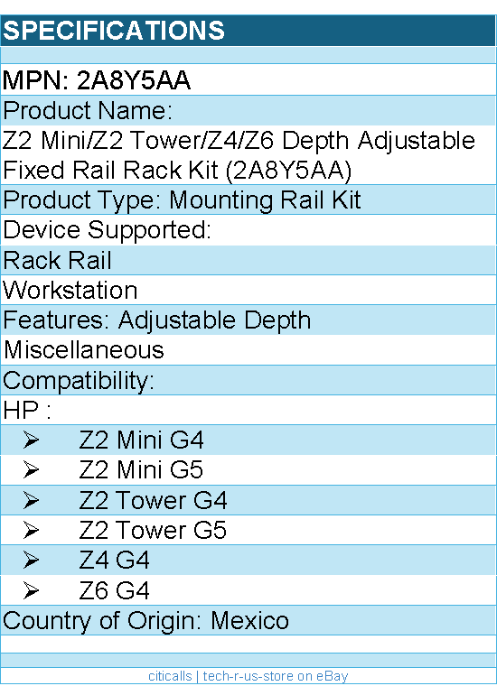 HP 2A8Y5AA Mounting Rail Kit for Rack Rail, Workstation