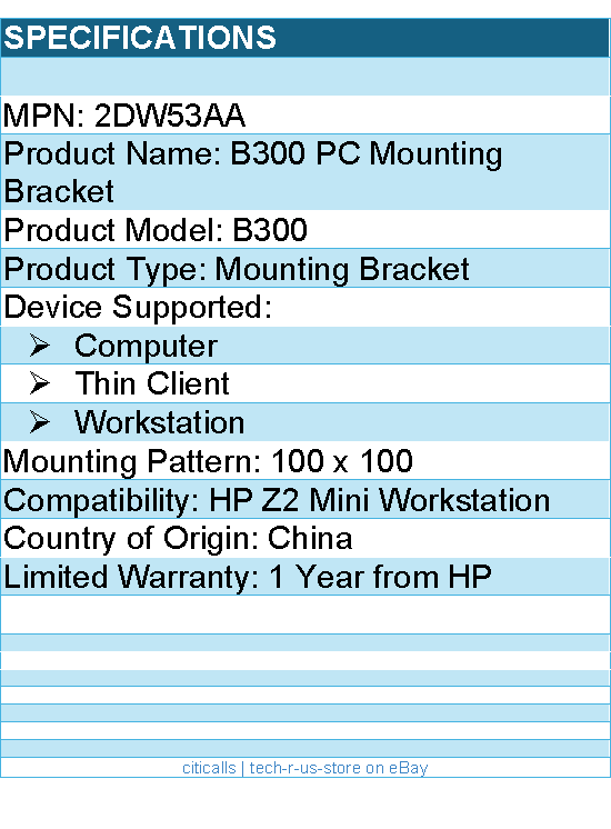 HP 2DW53AA B300 Mounting Bracket for Computer, Thin Client, Workstation
