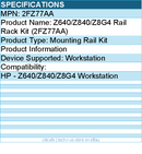 HP 2FZ77AA Mounting Rail Kit for HP - Z640/Z840/Z8G4 Workstation