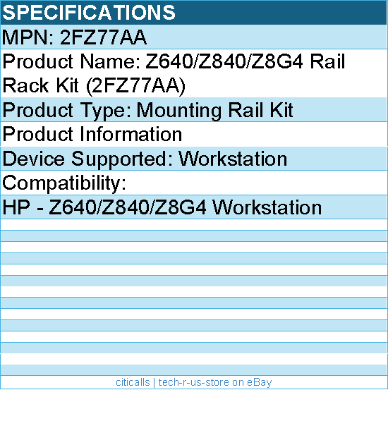 HP 2FZ77AA Mounting Rail Kit for HP - Z640/Z840/Z8G4 Workstation