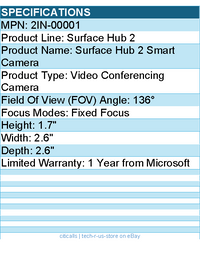 Microsoft 2IN-00001 Surface Hub 2 Video Conferencing Camera - Fixed Focus