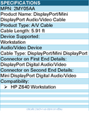 Hp 2MY05AA DisplayPort/Mini DisplayPort Audio/Video Cable - 5.91 ft