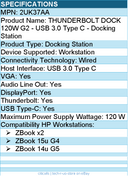 HPI 2UK37AA THUNDERBOLT DOCK 120W G2 - USB 3.0 Type C - Docking Station