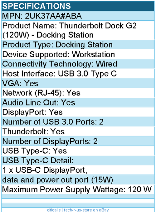 HPI 2UK37AA#ABA Thunderbolt Dock G2 (120W) - Docking Station - Wired