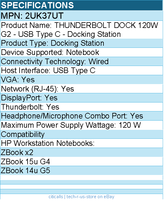HPI 2UK37UT THUNDERBOLT DOCK 120W G2 - USB Type C - Docking Station