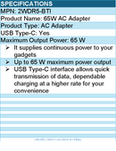 BTI 2WDR5-BTI 65W TYPE-C AC ADAPTER - Compatible OEM: 2WDR5