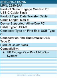 HP 2Z8M9AA Engage One Pro 2m USB-C Cable Black - 6.56 ft