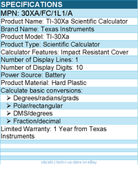 Texas Instruments 30XA/FC/1L1/A TI-30Xa Scientific Calculator