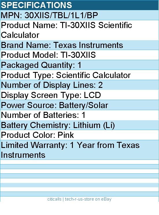 Texas Instruments 30XIIS/TBL/1L1/BP TI-30XIIS Scientific Calculator