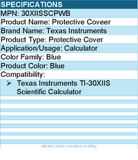 Texas Instruments 30XIISSCPWB Calculator Protective Cover - Blue