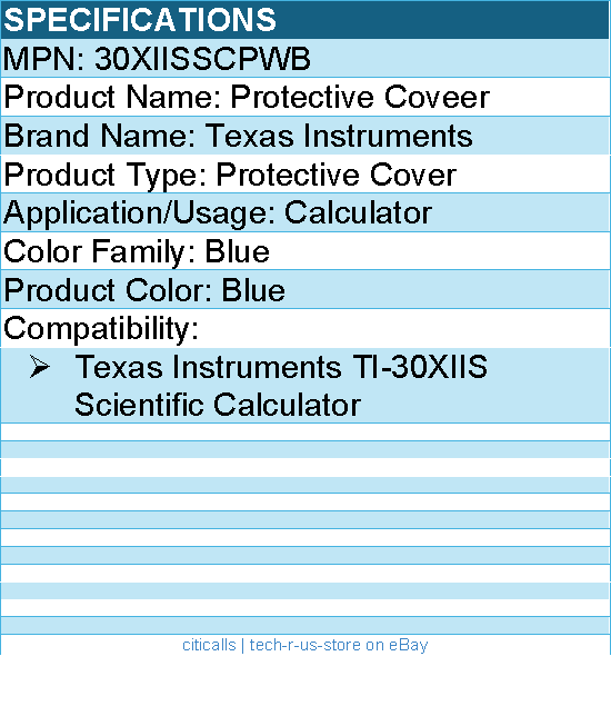 Texas Instruments 30XIISSCPWB Calculator Protective Cover - Blue