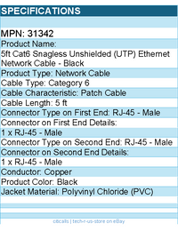 C2G 31342 5ft Cat6 Snagless Unshielded UTP Ethernet Network Patch Cable